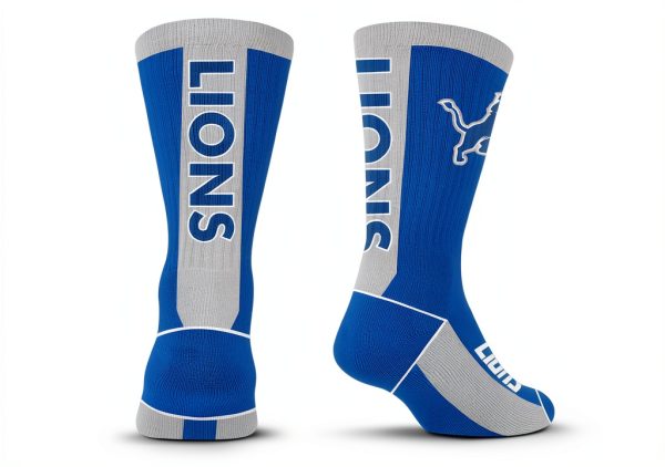 For Bare Feet Detroit Lions Socks NFL Logo Size 13 Acrylic Blend-1