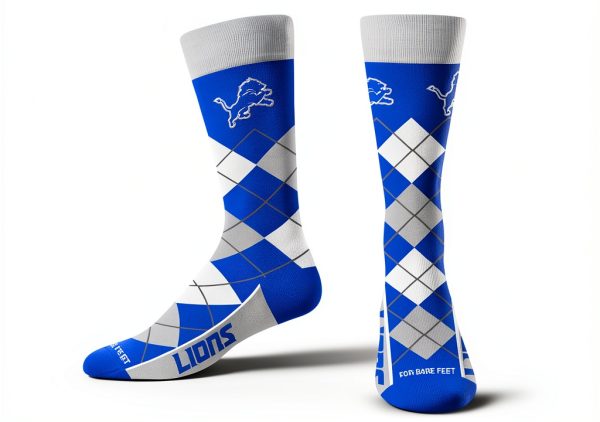 For Bare Feet Detroit Lions NFL Socks Unisex Crew 505-7-ARMX-0