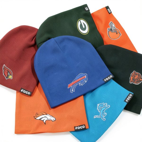 FOCO NFL Basic Primary Logo Skull Beanie Men's Acrylic Winter Hat-4