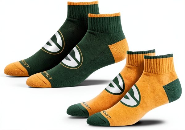 For Bare Feet Green Bay Packers NFL Socks 2 Pair Unisex-0