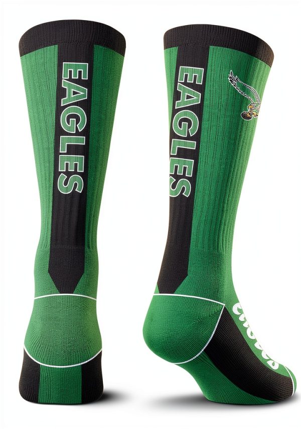 For Bare Feet Philadelphia Eagles Men's Crew Socks MVP-CL-PAT NFL-1
