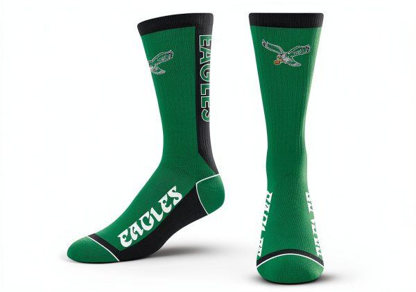 For Bare Feet Philadelphia Eagles Men's Crew Socks MVP-CL-PAT NFL-0
