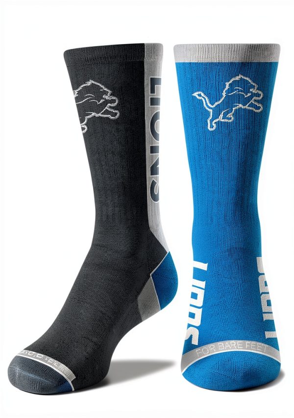 For Bare Feet Detroit Lions Socks NFL Logo Size 13 Acrylic Blend-0