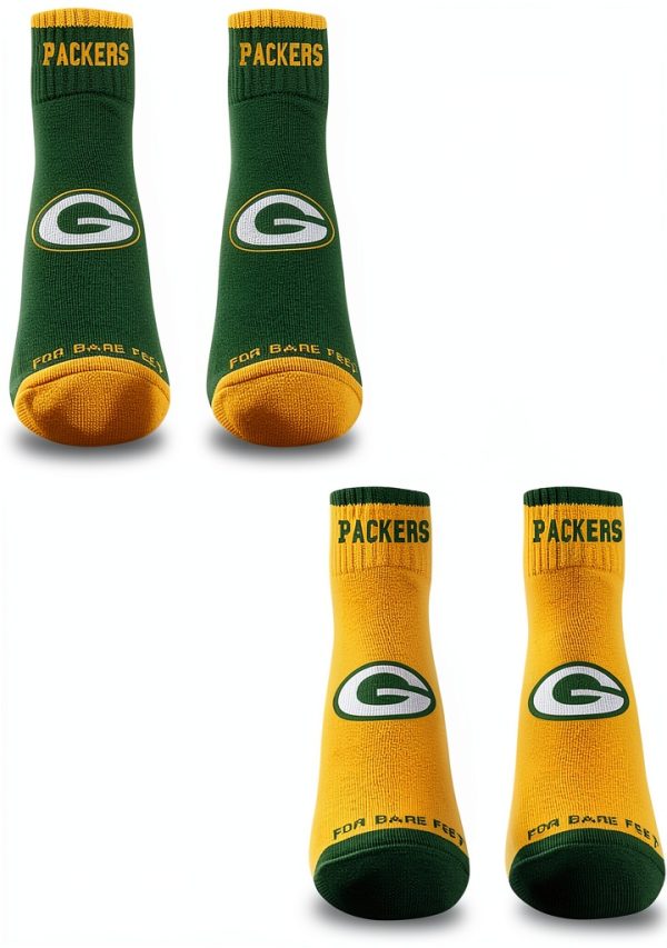 For Bare Feet Green Bay Packers NFL Socks 2 Pair Unisex-1