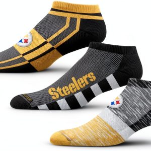 Pittsburgh Steelers Official NFL Socks 3-Pair Pack by For Bare Feet-0