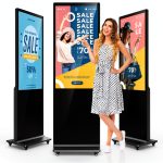 antfraer 43" Digital Signage Kiosk, 2K Resolution Digital Signage Video Monitor, Android 11.0 OS 4GB RAM& 32GB ROM Indoor Advertising Display Totem with WiFi & HD Inputs Non-Touchscreen-0