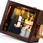 Custom Flip Photo Box Sealmemory Hand‑Crank with LED Walnut Frame-0